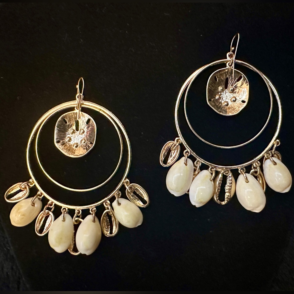 Shell Hoop Earrings - Picture 2 of 7